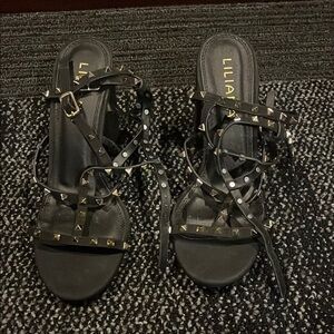 LILIA Black Studded Sandals